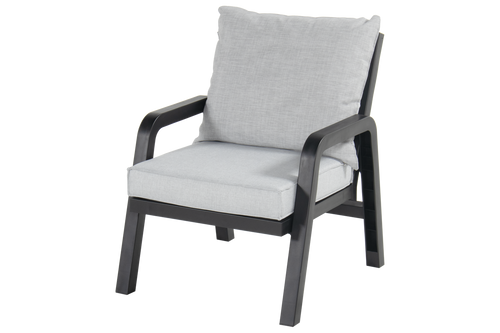 Hartman Loungestoel Ibiza - Antraciet/Grijs Textiel - Zithoogte 48cm