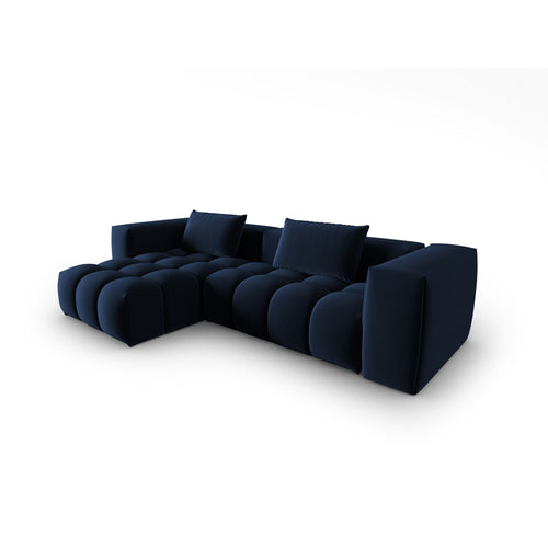 Cosmopolitan Design - Modulaire hoekbank links Verona 3-zits, flueel koningsblauw - 145x260x70cm