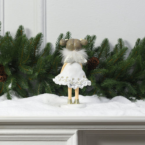 Sia Deco - Kerstbeeldje Filette met Engel sneeuwvlok - Wit / 18 cm - Wit - Hars - H18 - vtwonen shop