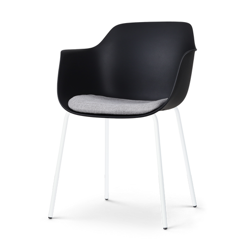 Nolon Nora-Liz Eetkamerstoel Zwart - Lichtgrijs Kussen - Witte Poten - vtwonen shop
