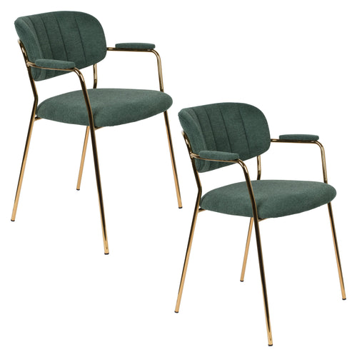 Housecraft Living Jolien Eetkamerstoelen armleuning Goud/Dondergroen - Set van 2 - vtwonen shop