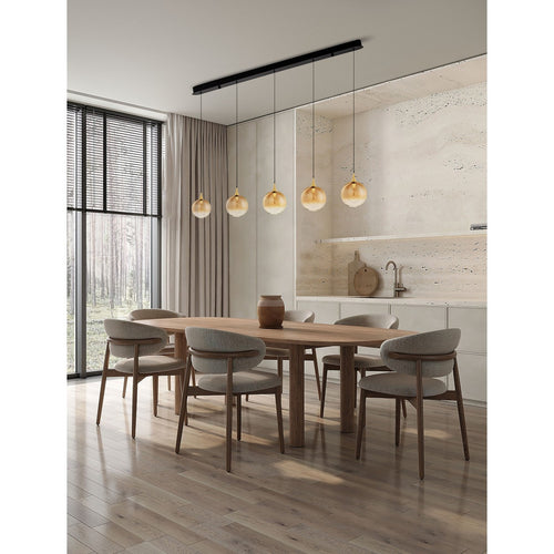 Nova Luce ORENDA Hanglamp voor aan het plafond in de stijl van een bar, champagne, messing goud, mat zwart, Triac dimbare LED 20W 1250lm 3000K