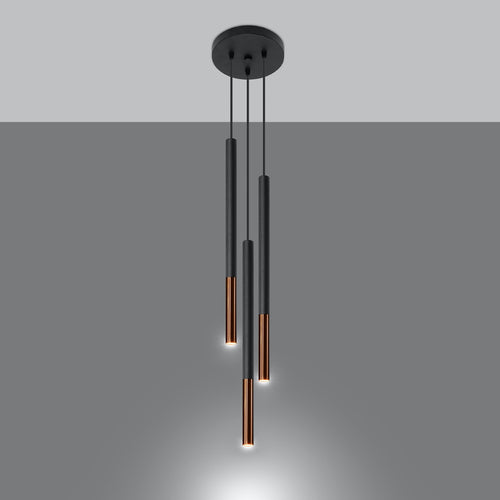 Sollux Lighting Hanglamp MOZAICA 3P zwart/koper - 20x20x90cm