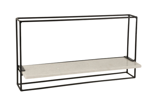 J-Line wanddecoratie 1 Plank - ijzer/marmer - zwart/wit - large - vtwonen shop