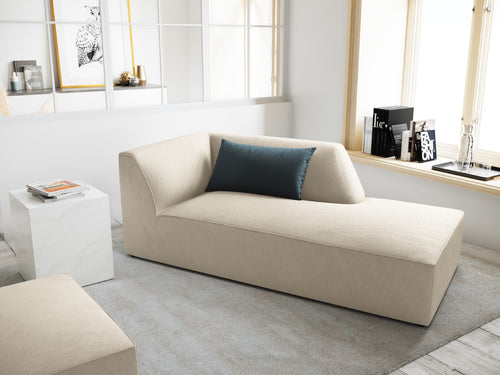 Micadoni rechter chaise longue Ruby ribfluwelen, lichtbeige - 180x93x69cm