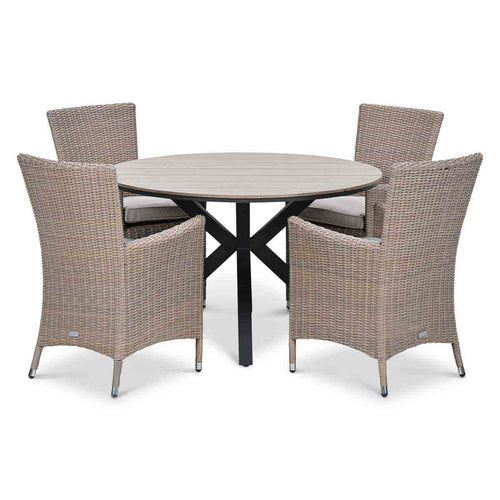 Garden Impressions Costa/Edison tuinset 4 pers ronde tafel met wicker stoelen