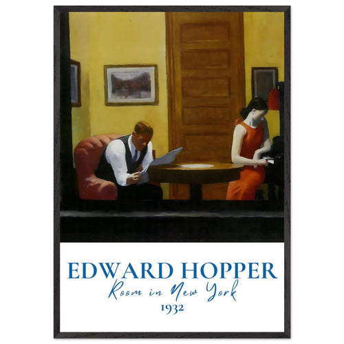 Artfulprints Poster met Lijst Edward Hopper - Room in New York   - 70x100 cm - Meerkleurig