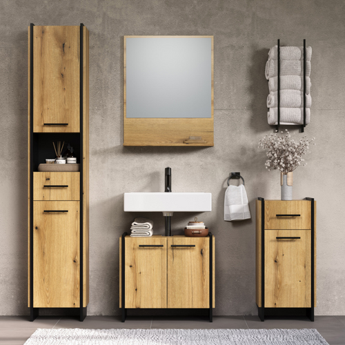 Calicosy - badkamermeubels-set ELLIE - licht hout 154x34x190 cm