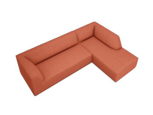 Micadoni rechter hoekbank Ruby 4-zits, structurele stof, koraal - 180x273x69cm