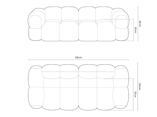 Cosmopolitan Design Bank Loretto 4-zits, flueel groente - 100x250x68cm