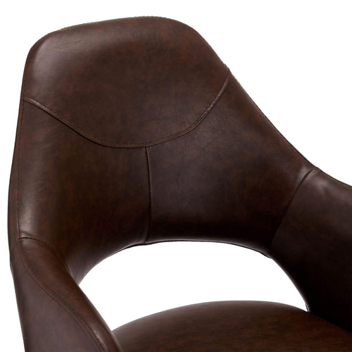 Furnhouse eetkamerstoelen armleuning Luna - Donkerbruin - Kunstleer - Set van 4