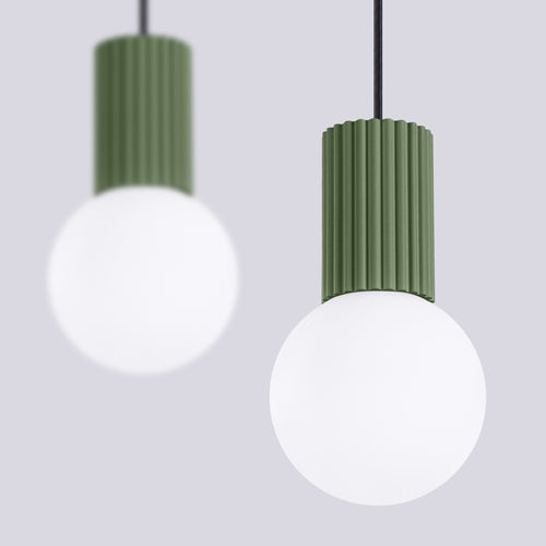 Sollux Lighting Hanglamp HALO 2L olijfgroen - 33,5x6x120cm