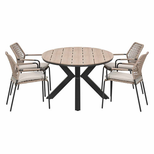 Garden Impressions Tuinset Natas sand 5-delig - Tulli tuintafel 180x115 cm