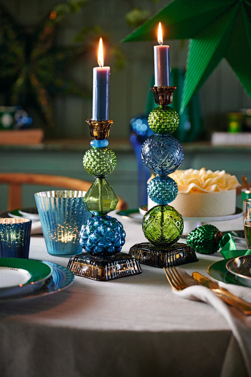 Pip Studio - Love Birds Blue Green - Glazen Kandelaar Bead - 23,5cm