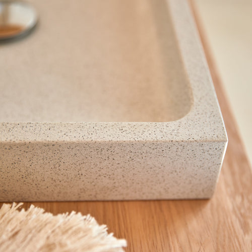 Tikamoon Vierkante waskom van wit premium terrazzo b. 40 cm - Wit