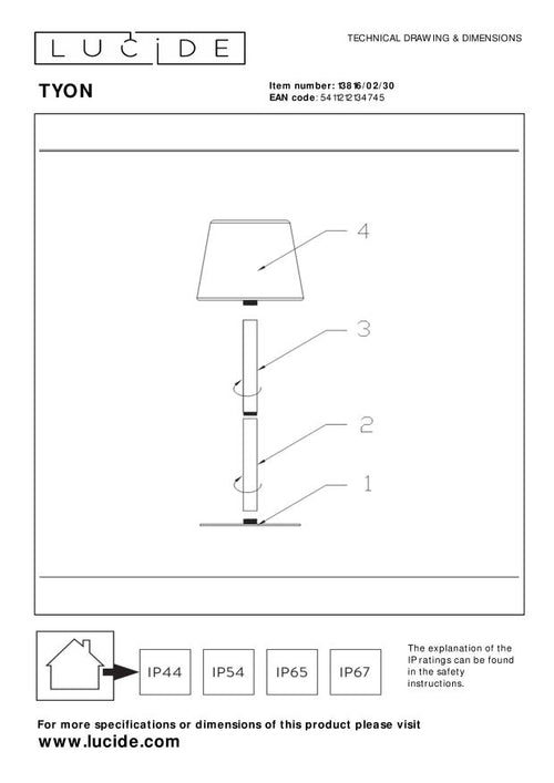 Lucide tafellamp TYON - Geïntegreerde LED - Zwart