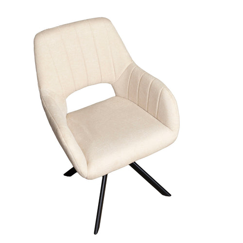 Giga Meubel Eetkamerstoel Nola - Polyester/Metaal - Beige - Set van 2 - vtwonen shop