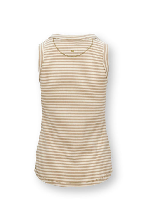 Pip Studio - Trinity Pyjama Top - Dames - Little Sumo Stripe - Zand - XS