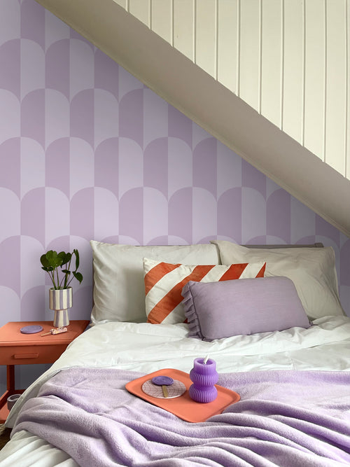 ESTAhome behang art deco bogen lila paars - 53 cm x 10.05 m - 139993 - vtwonen shop