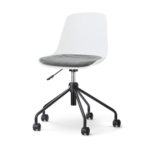 Nolon Nout-Liv Bureaustoel Wit met Zeegrijs Zitkussen - Zwart Onderstel