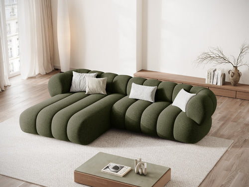 Cosmopolitan Design Hoekbank Koge 5-zits, chenille groente - 165x270x70cm