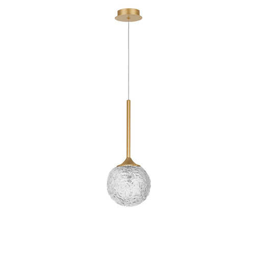 Merano Concord Globe Hanglamp Plafondlamp Helder Gestructureerd Glas, Geborsteld Goud Staal LED G9