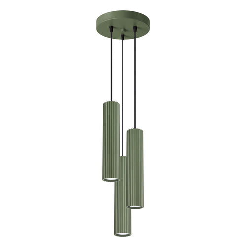 Sollux Lighting Hanglamp KARBON 3P olijfgroen - 19,5x19,5x108cm