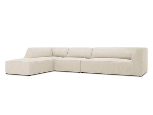 Micadoni linker hoekbank Ruby 5-zits, ribfluwelen, lichtbeige - 180x366x69cm