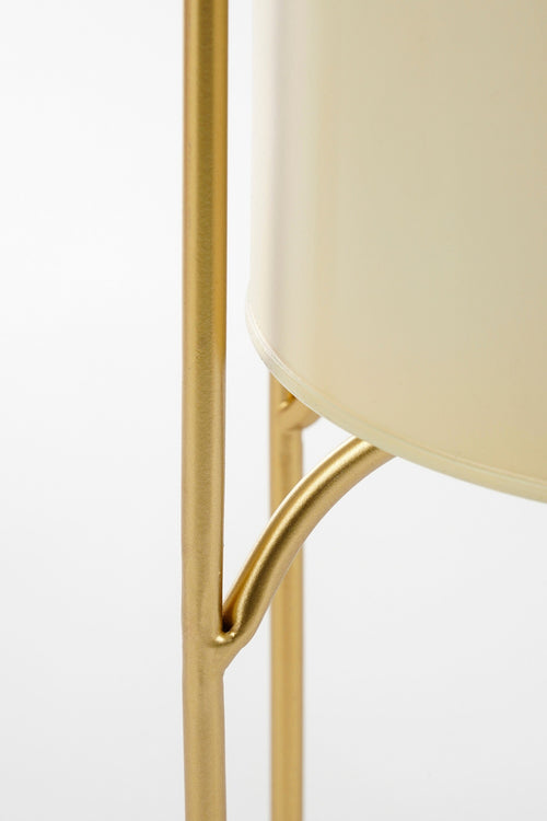 Mica Decorations Donau Bloempot op Standaard - Set van 2 - Metaal - H45 x Ø23 cm - Lichtgeel, Goud - vtwonen shop