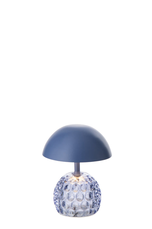 J-Line lamp Champignon - ijzer/glas - blauw - LED lichtjes