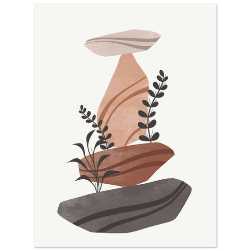 Artfulprints Poster Boho – Rock balance   - 30x40 cm - Bruin