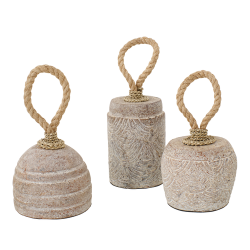 J-Line deurstopper - keramiek - beige - set van 3