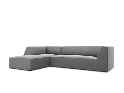 Micadoni linker hoekbank Ruby 4-zits, flueel, grijs - 180x273x69cm