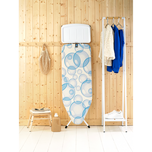 Brabantia Strijkplank C, 124x45 cm, solide stoomunithouder, PerfectFlow - Bubbles