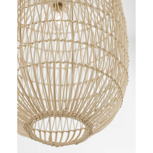 Merano Amarillo 30 cm koepel hangende plafondlamp natuurlijk rotan zwarte stof draad, voet LED E27