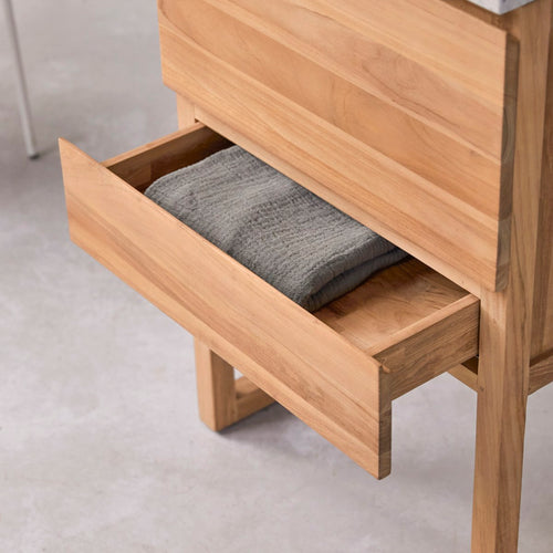 Tikamoon Badkamermeubel van massief teakhout en moon premium terrazzo 60 cm - Lichtbruin - vtwonen shop