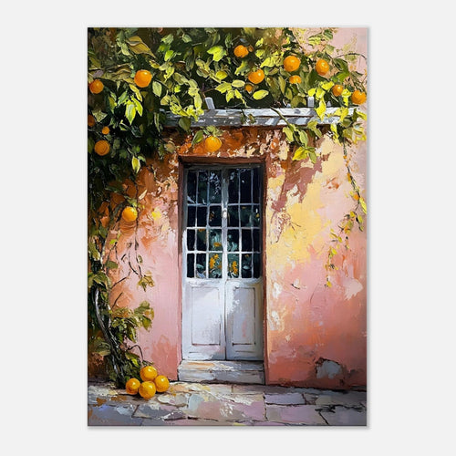 Artfulprints Canvas Mediterranean orange tree canvas - 60x90 cm - Oranje