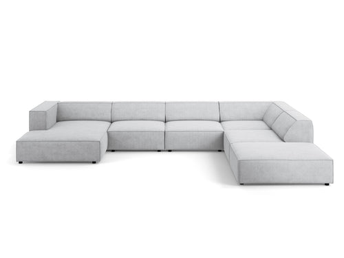Cosmopolitan Design Panoramische hoekbank rechts Arendal 7-zits, chenille met ribbeleffect, lichtgrijs - 262x364x70cm