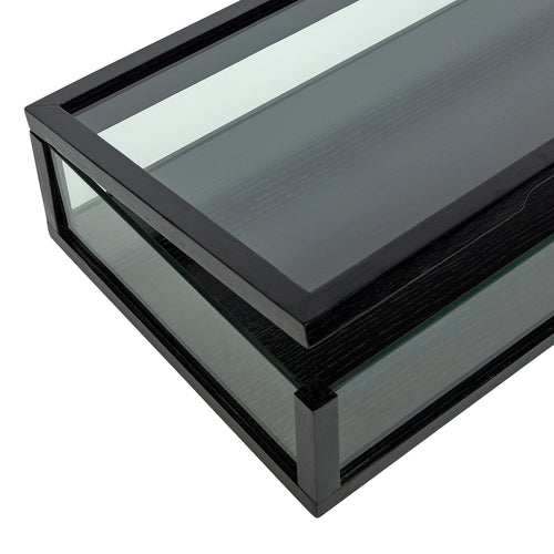 Hübsch doos View Display - essenfineer/essenhout/glas/mdf - 40x30xh12cm - vtwonen shop