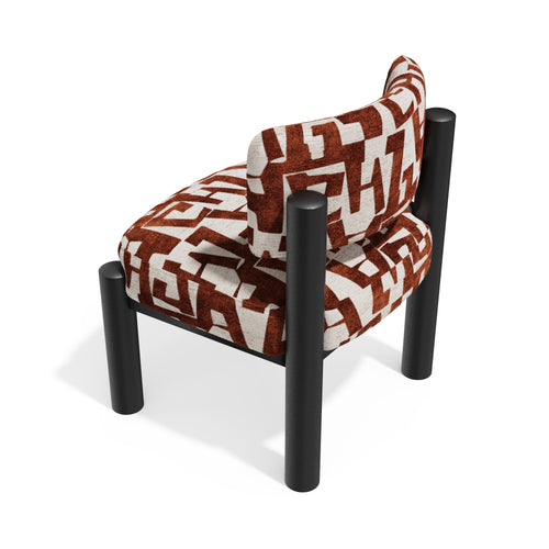 Premium Interiors - Fauteuil ELY - structuurstof met patroon terracotta 60.5cm