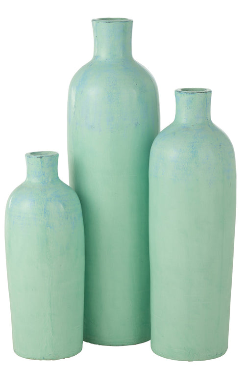 J-Line vaas Justine Terracotta - beton - blauw - large