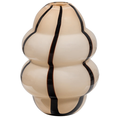 WOOOD vaas met streep Kency - Glas - Naturel/Zwart - Set van 2 - vtwonen shop