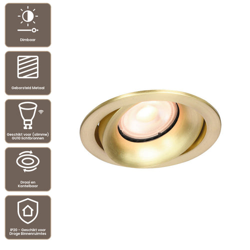 Artdelight Inbouwspot Alice Rond - Goud
