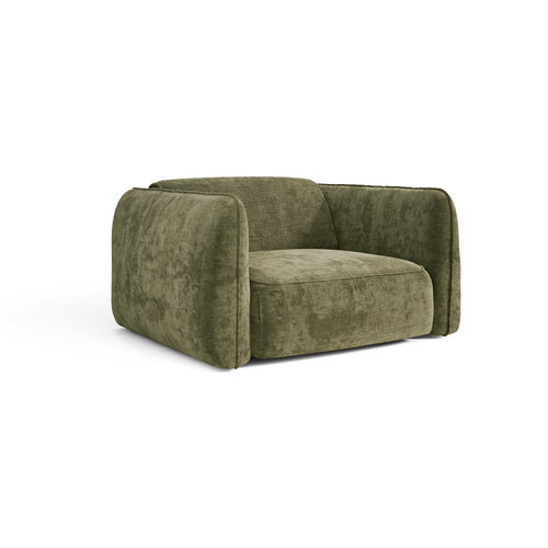 Premium Interiors - Fauteuil LOMI - gewaafd fluweel vintage groen 118cm