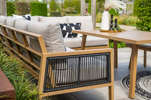 Lounge-diningset - 9-persoons - Decala - aluminium met houtlook