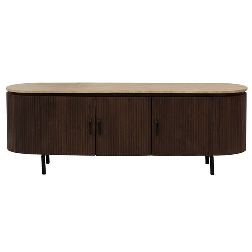 Giga Meubel Tv-Meubel Amber - Mangohout/Metaal/Travertin - Bruin - 160cm - vtwonen shop