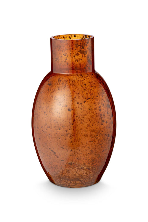 vtwonen - Vaas Ovaal - Glas - Karamel - 15x27 cm