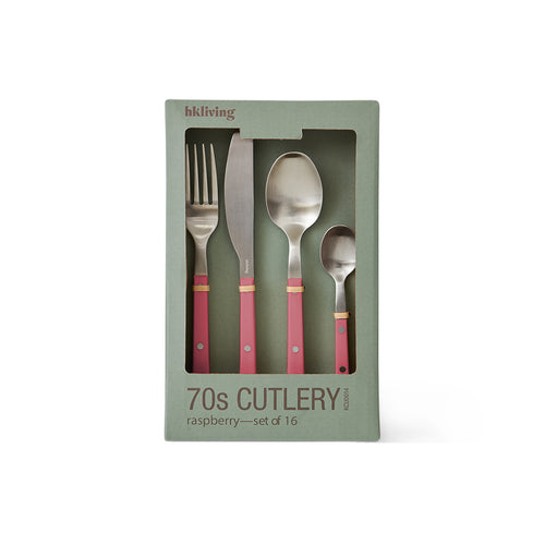 HKLIVING 70s cutlery – raspberry – set van 16 - vtwonen shop