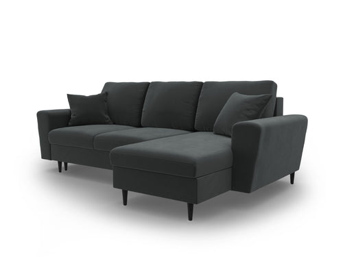 Cosmopolitan Design Omkeerbare converteerbare hoekbank met opbergdoos Kyoto 4-zits, flueel donkergrijs - 145x241x88cm