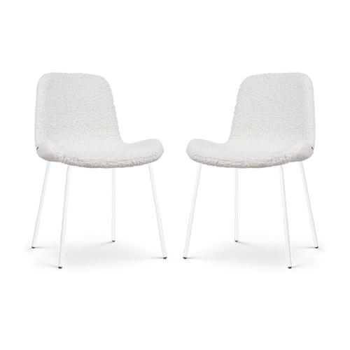 Nolon Nora-Fé Eetkamerstoelen Set van 2 - Teddy Wit - Witte Poten - vtwonen shop